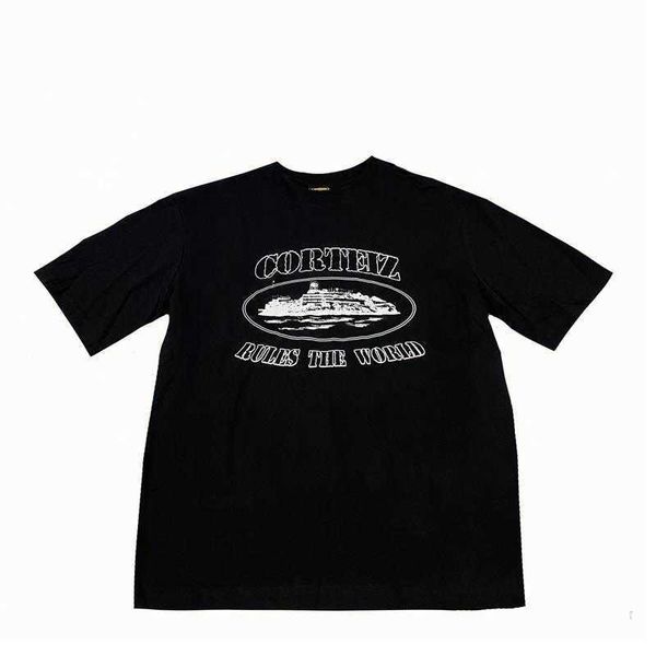 

designer t shirt corteizs american street hip hop letter print short sleeve t-shirt men's fashion brand summer loose crew neck t-shirts, White;black