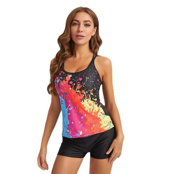 

fanny sports giant split bikini flame print back fitted swimwear female