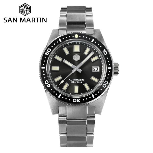 

wristwatches san martin 41mm 62mas v4 diver mens watch nh35 automatic mechanical watches sapphire glass date window 200m waterproof luminous, Slivery;brown