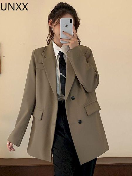 

pants unxx loose singlebreasted black suit woman's casual simplicity solid suit woman korean fashion office oversized coat women 2022, White