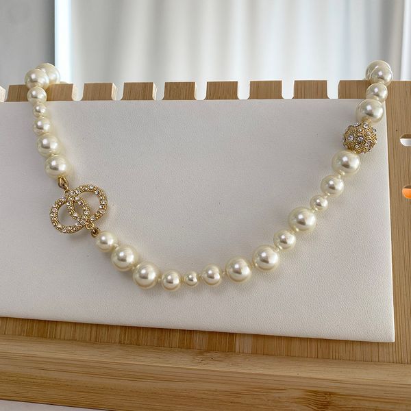 

diamond c pendant pearl necklace designer for women never fade diamond 18k gold plated sweater chain wedding gift jewerlry accessories, Silver
