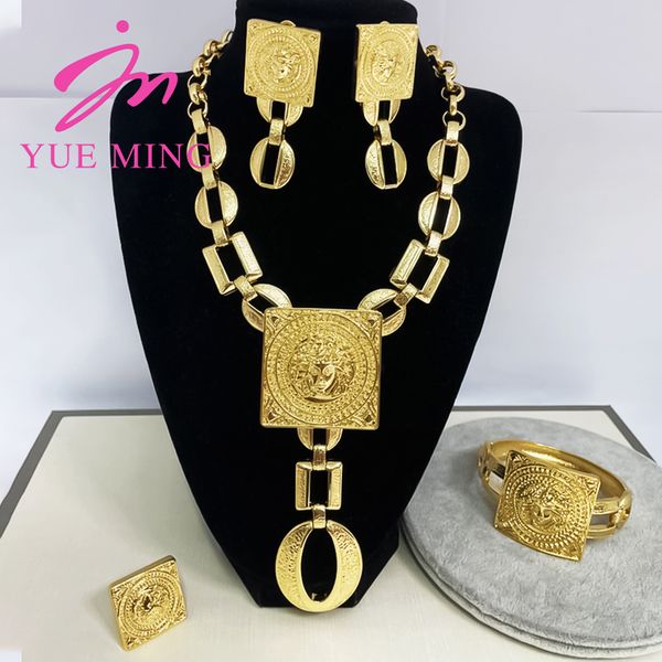 

wedding jewelry sets ym jewelry set for women 18k gold color african jewelry accessories earring necklace bracelet ring for woman weddings g, Slivery;golden