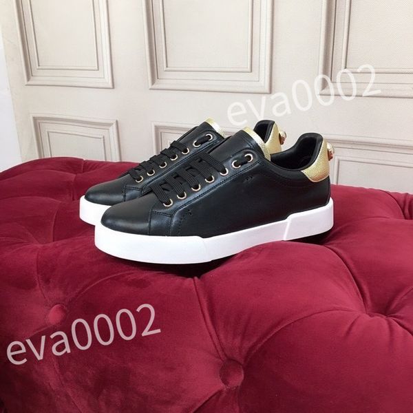 

new luxurys designer sneakers calfskin casual shoes vintage leather trainers all-match stylist sneaker leisure shoe platform lace-up, Black