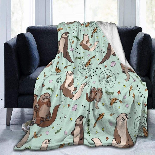 

blankets swaddling kawaii sea otters flannel throw blanket gifts for kids cozy noon break blanket for office couch lightweight warm super so