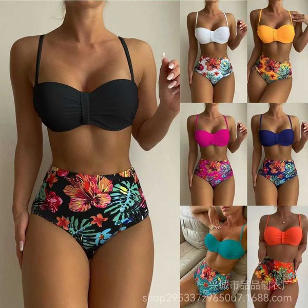 

new printed 2023 high waist bikini split slim swimwear bikini swimwear