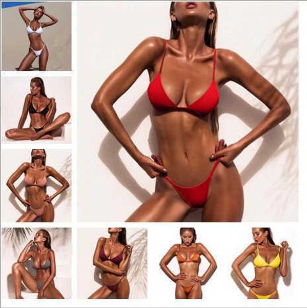 

new bikini 2017 women's split solid color swimsuit bikini