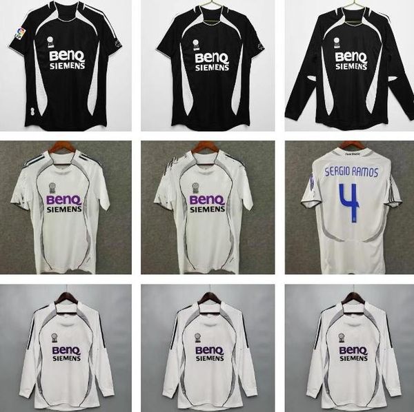 

2006 2007 ronaldo retro soccer jerseys 06 07 home away vintage cannavaro raul marcelo guti higuain real madrids longsleeve classic football, Black;yellow