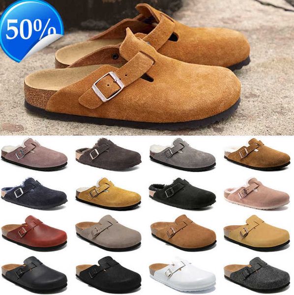 

sandals r birk clogs men women boston autumn winter soft leather felt naturals hombres mujeres sliders outdo motion current 65ess, Black