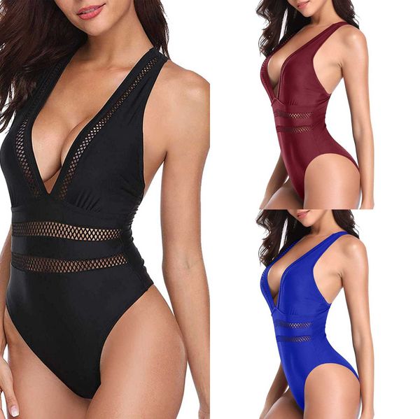 

fanny one giant piece bikini triangle solid shaded belly lace mesh hollow out swimwear