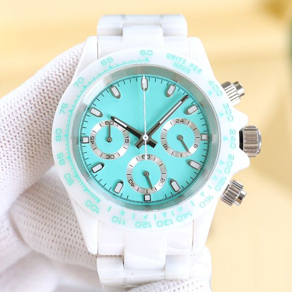 

chronograph mens watches quartz movement watch 40mm fashion business wristwatch montre de luxe gift, Slivery;brown