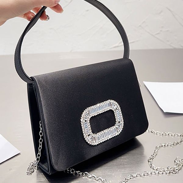 

chain dinner crossbody bag velvet small handbags purse magnetic button drilling buckle hand clutch bag women flap shoulder bags