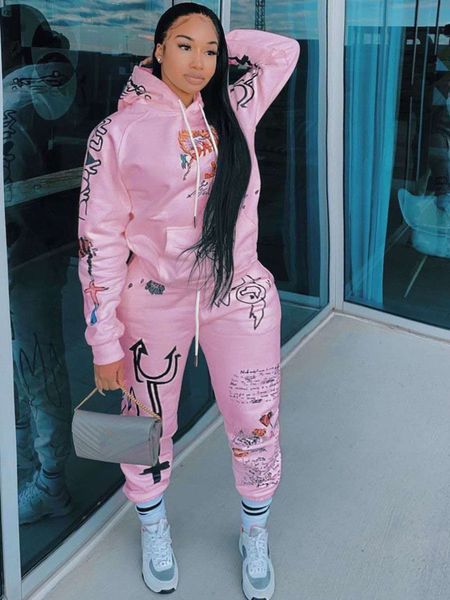 

women's plus size tracksuits lw letter print kangaroo pocket tracksuit set long sleeve hooded collar design two piece sets outifits 230, Black