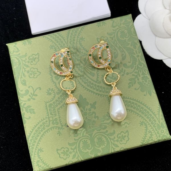 

fashion pearl long earrings designer charm earrings for woman brass fashion jewelry supply, Golden