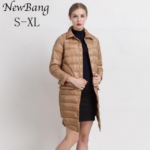 

parkas newbang womens down jackets ultra light duck down jacket women fashion autumn winter long down coat, Black