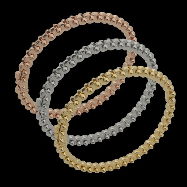 

17cm bullet head gear bangle bracelets 18k gold silver rose femme letter logo engrave bangles wedding jewelry for women girls wholesale, Black