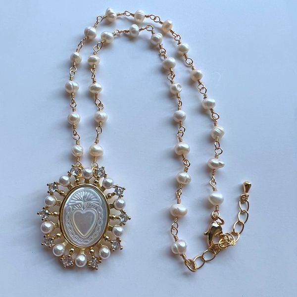

pendant necklaces promosi mutiara air tawar alami kalung kerang ibu san janes guadalupe anggun malaikat untuk wanita hadiah 230427, Silver