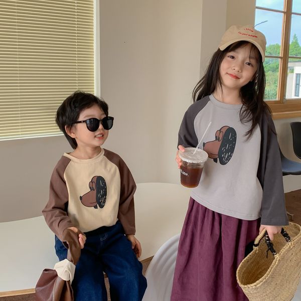 

t-shirts spring autumn kids cartoon dog t shirts children cotton soft raglan sleeve tees 230427, Blue