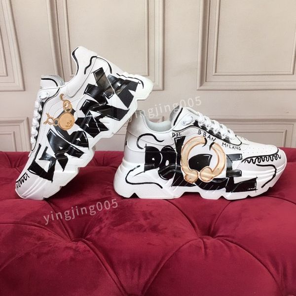 

brand designer mens casual shoes triple black sneakers leather trainer printed platform trainers shoes