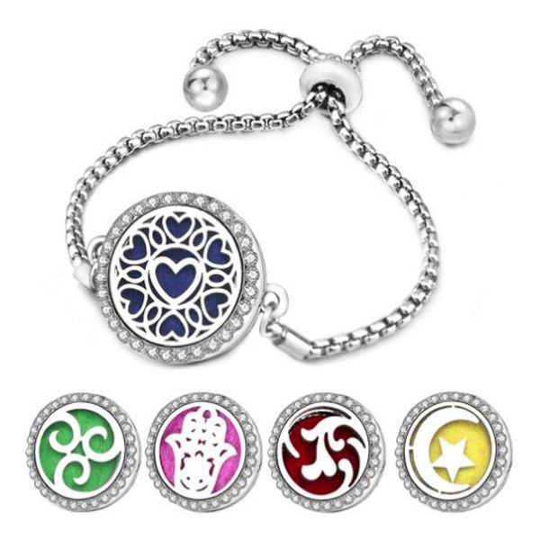 

aromatherapy bracelet diffuser locket tree of life adjustable perfume essential oil diffuser bracelet crystal magnetic for women gc2083, Golden;silver