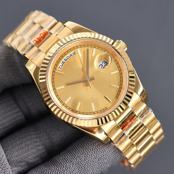 

gold watch automatic mechanical movement 41mm men wristwatch stainless steel wristband montre de luxe casual women bracelet business wristwa, Slivery;brown
