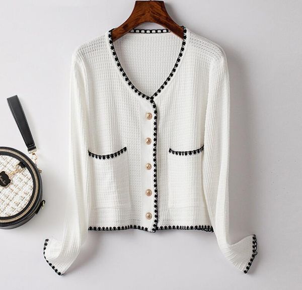 

white designer womens knits tees long sleeve knitted sweater women's clothing