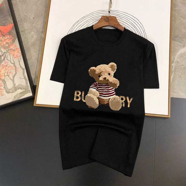 

men's t-shirts 2023 new luxury brand alphabet bear print sports men women daily leisure cotton t-shirt oversized short sleeve summer cl, White;black