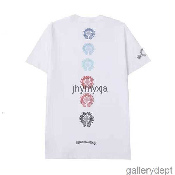 

luxury classic men's t shirt ch brand heart tees men women sanskrit letter chromes short sleeve horseshoe couple t-shirts designer10tg, White;black