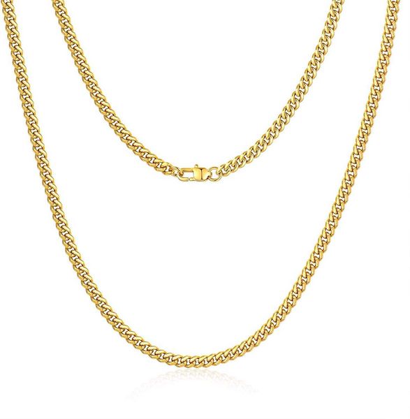 

jewlpire diamond cut miami mens cuban link chain necklace gold chain silver chain for men boys women hip hop cool style 18k gold plated s925