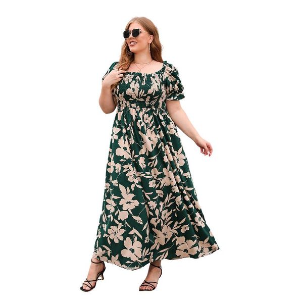 

european and american women's oversized printed dress, summer cool, buttocks wrapped, elegant, casual, and vacation designer women&#039, Black;gray
