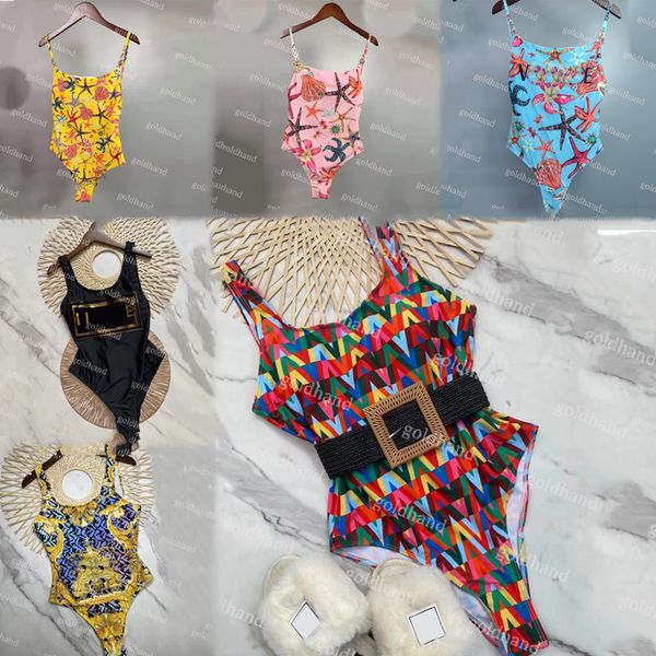 

classic backless swimsuit designer women one piece bra swimwear luxury brand tide printed bikini summer beachwear, White;black