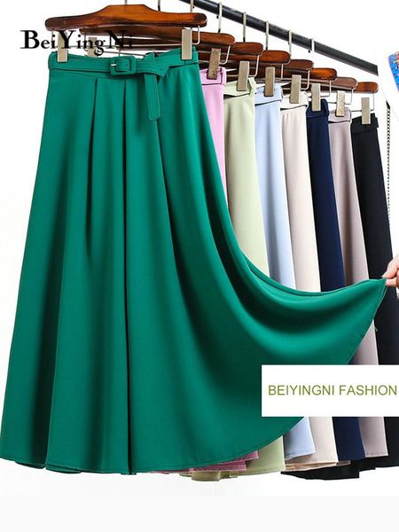 

dresses beiyingni women vintage suit skirt with belt elegant korean 2022 casual fashion elastic waist aline midi skirts office ladies, White;black