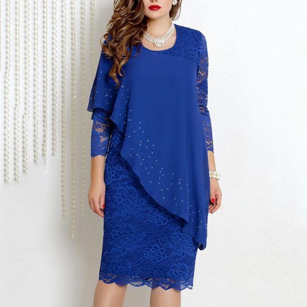 

skirts 60 ladies dress elegant solid color o neck party banquet evening slim knee length lace long sleeve wo 230426, Black