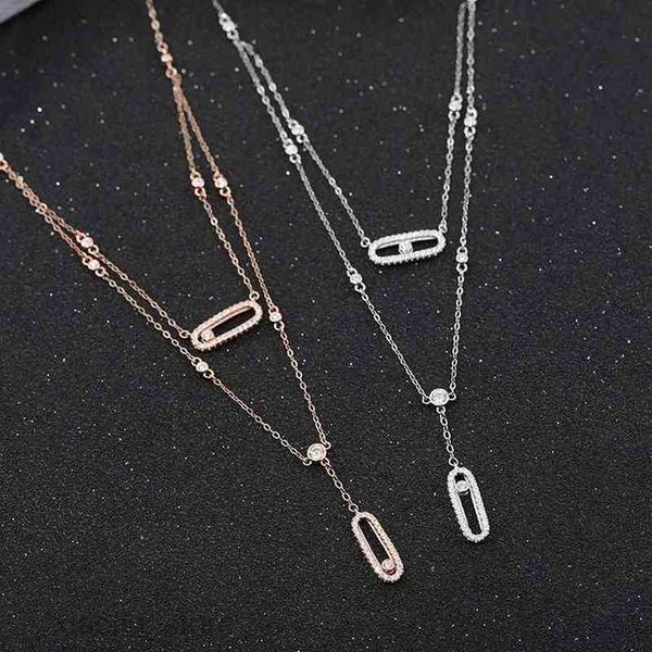 

pendant necklaces s925 sterling silver women's jewelry beach necklace double sliding necklace fashion design clavicle chain women'