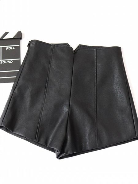 

shorts pu leather shorts ladies 2022 new autumn and winter wear short leather high waist primer, White;black