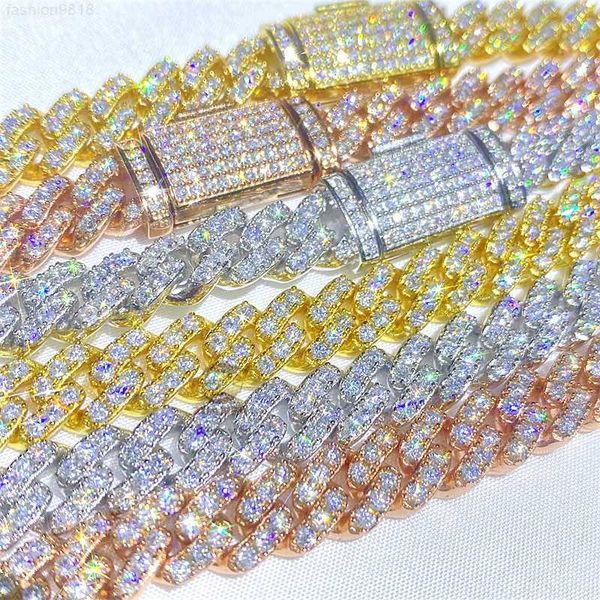 

sell vvs moissanite iced out bling hip hop 8mm real gold 10k cuban link chain, Silver