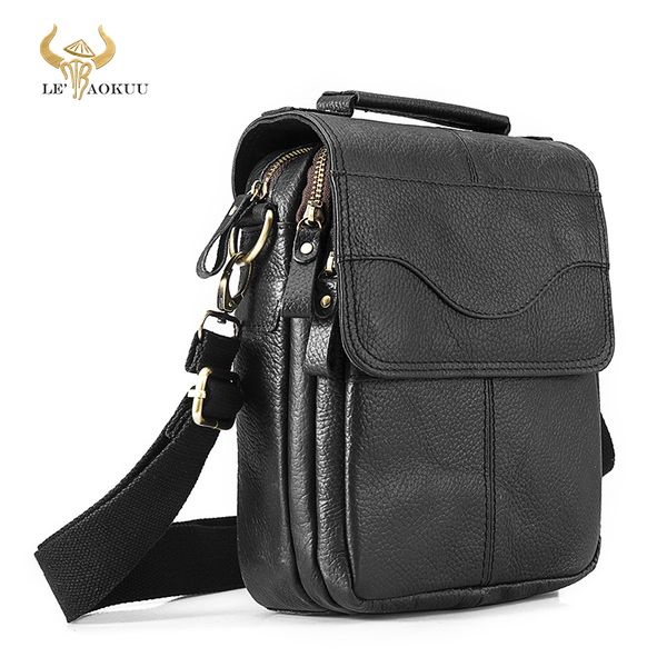 

waist bags quality leather male casual design shoulder messenger bag cowhide fashion cross-body bag 8" tablet tote mochila satchel 144-