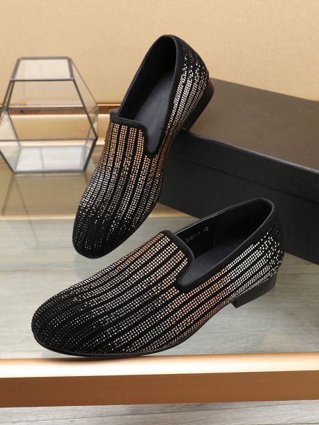 

2023 men dress shoes slip on business male fashion brand designer breathable formal wedding flats size 38-44, Black