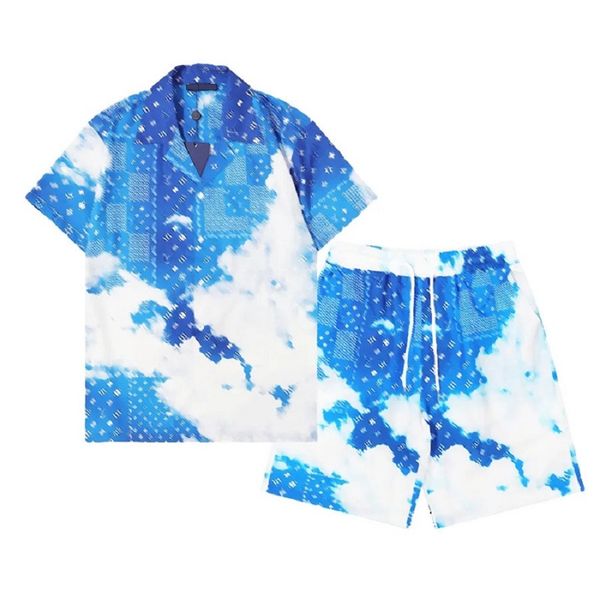 

men's summer designer shirts cotton board suits hawaiian floral print casual shirts men's short sleeve fashion shorts -3xl, White;black