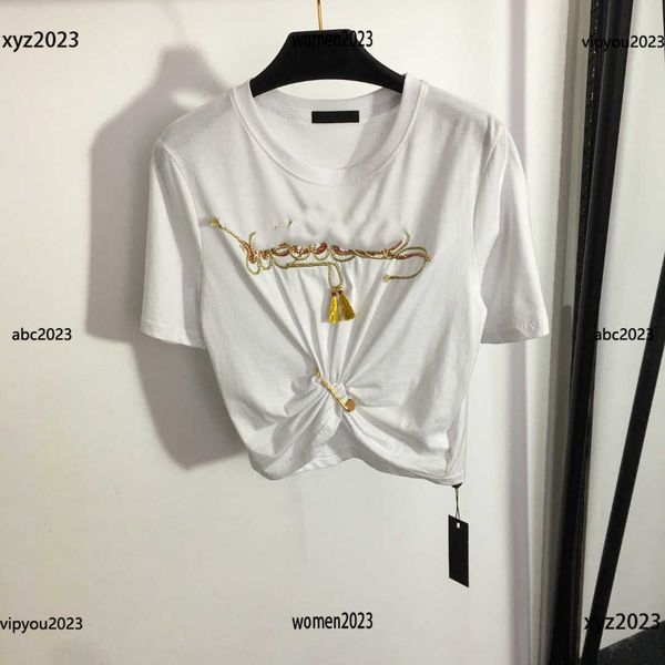 

luxury womens t-shirt designer clothes womens clothes waist collection short sleeved fashion design crop chain letter tees, White