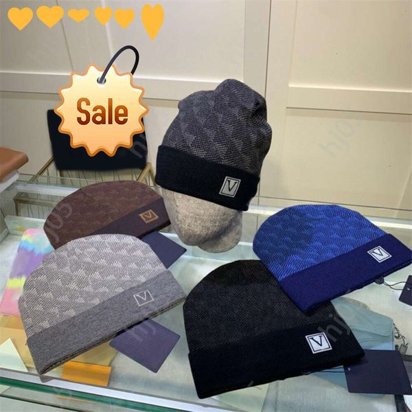 

Plaid designer beanie designer hats for men knitted bonnets winter hat fall thermal skull cap ski travel classical luxury beanies brown black grey keep warm 1112211, 1#