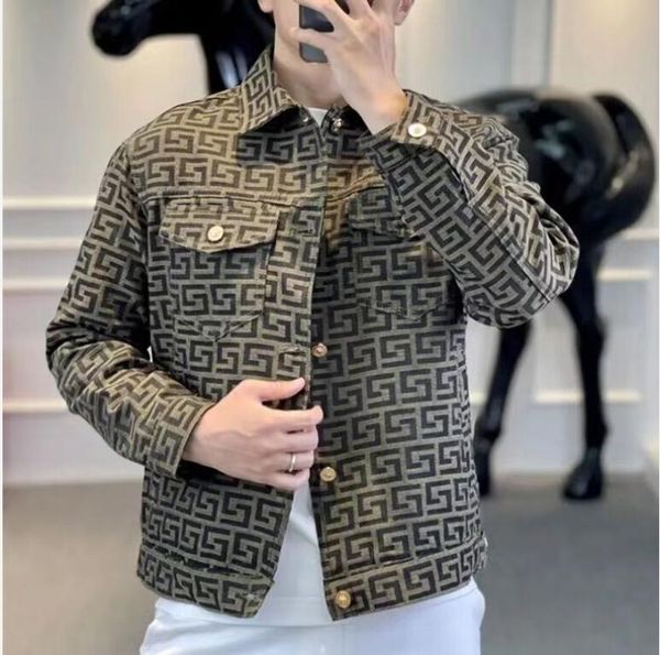 

fashion designer mens denim jacket spring autumn outwear windbreaker clothes jackets coat street style men's clothing, Black;brown