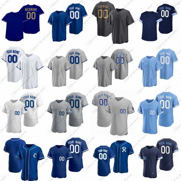 

2023 custom baseball jerseys witt jr brett perez jackson staumont fermin dozier duffy lopez massey pasquantino bradley jr. isbel melendez ol, Blue;black