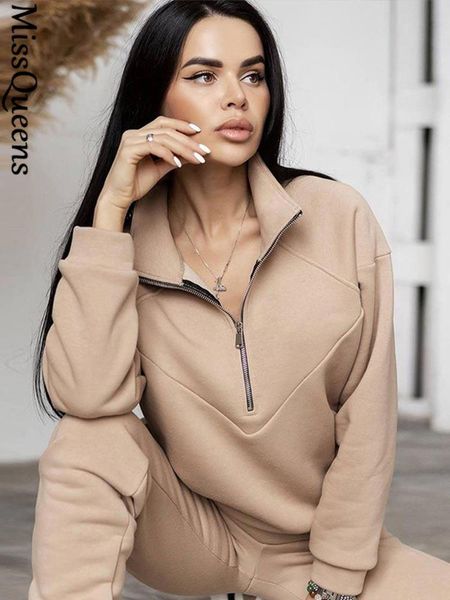 

pants 2022 fall women's solid short stand collar long sleeve sweater + slim high waist trousers sportswear women's hooded 2piece s, White
