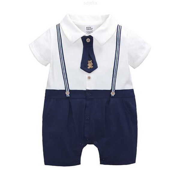 

clothing sets summer children's gentleman baby bodysuit newborn pure cotton boys' creeper clothes, White