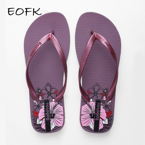

slippers sandal wanita eofk jepit musim panas pantai desainer modis rumah ungu 230428, Black