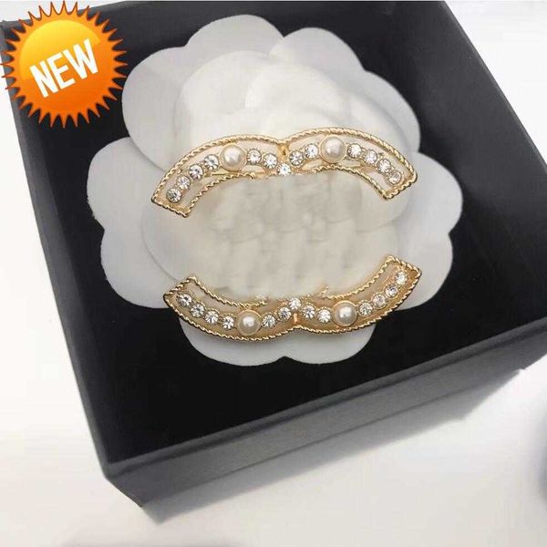 

brooches luxurys desinger jewelry double letter rhinestone pearl brooches pin clothing decoration jewelry accessories, Gray