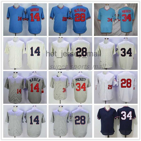 

vintage college baseball wears jersey 34 kirby puckett 29 rod carew 28 bert blyleven 14 kent hrbek 1969 men women youth size s--xxxl, Blue;black