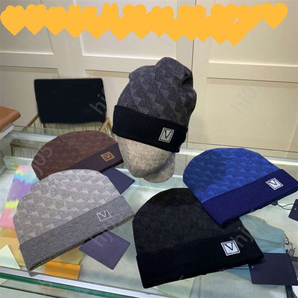 

Plaid designer beanie designer hats for men knitted bonnets winter hat fall thermal skull cap ski travel classical luxury beanies brown black grey keep warm55555555, 5#