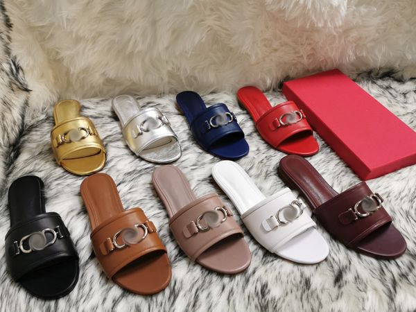 

flat slider gancini ornament decoration luxury women summer fashion wear crystal leather sandals, Black