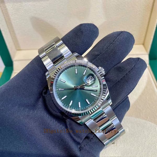 

new men's automatic mechanical 3235 watch 36mm stainless steel 126234 eclairage green dial olive-green women wristwatch, Slivery;brown